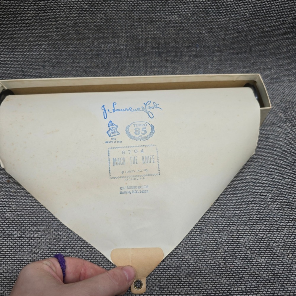 QRS Player Piano Word Roll 9704 Mack The Knife J Lawrence Cook Vintage 1955 Good